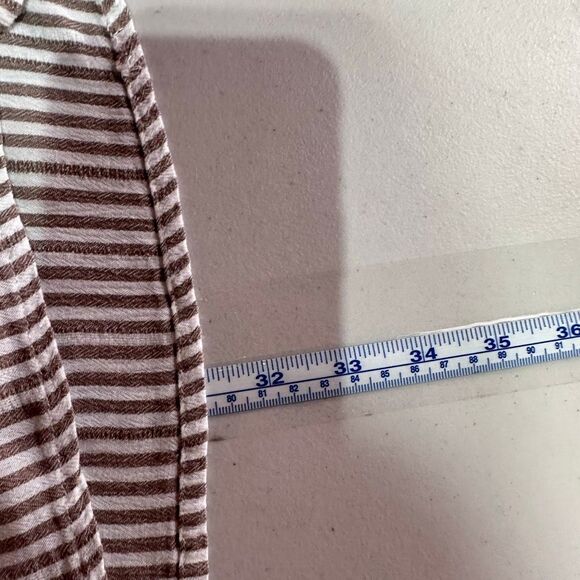 Blue island Womens Striped Pullover Beach Dress Coverup Ruffle Size XS Tan White - Picture 10 of 10